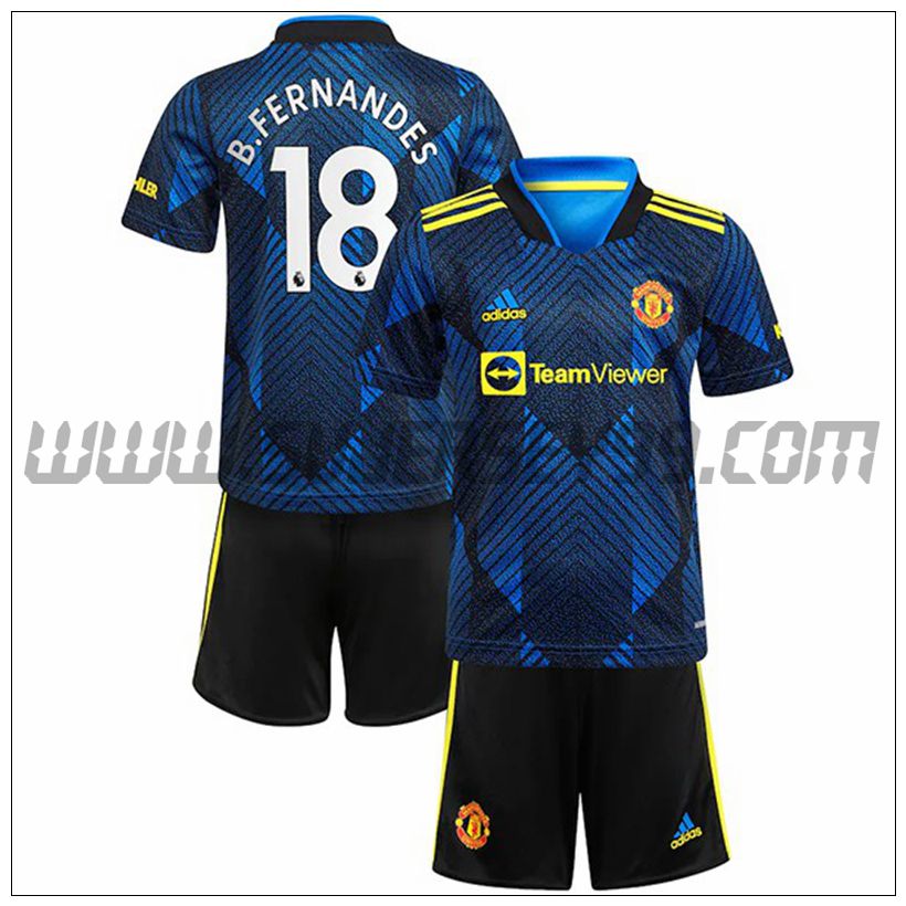 Tercera Equipacion del Manchester United B.Fernandes 18 Ninos 2021 2022