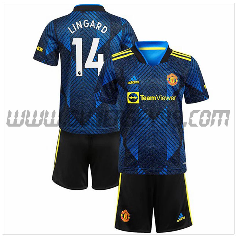 Tercera Equipacion del Manchester United Lingard 14 Ninos 2021 2022