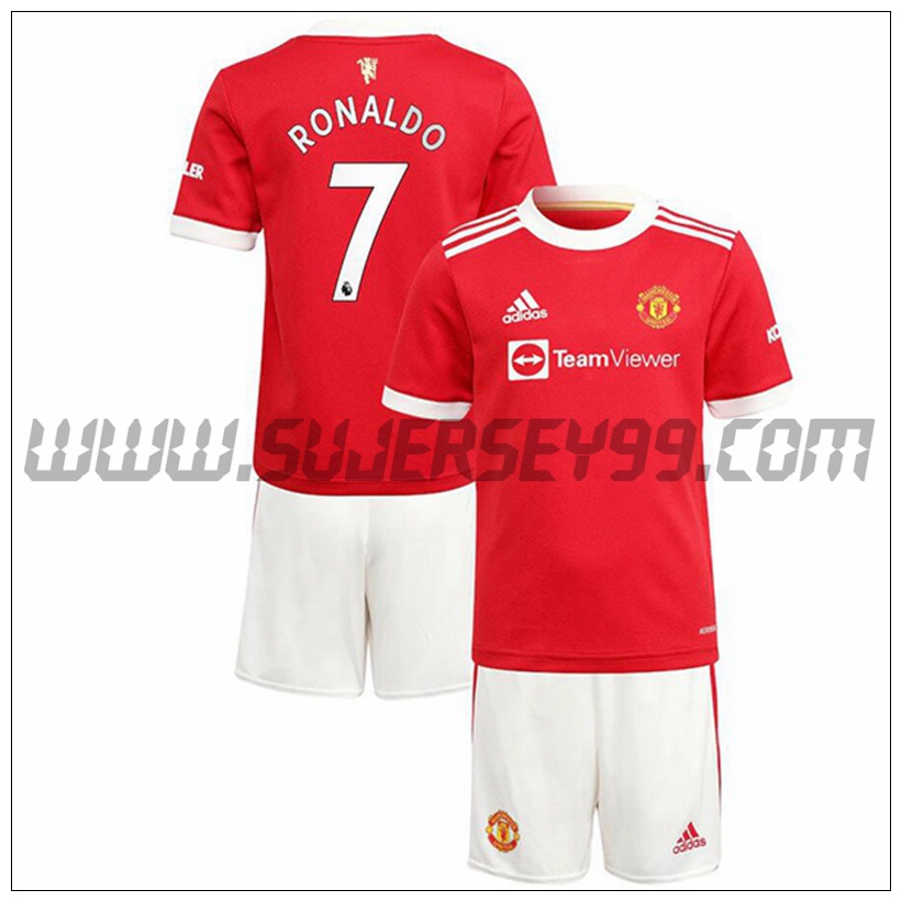 Primera Equipacion del Manchester United Ronaldo 7 Ninos 2021 2022