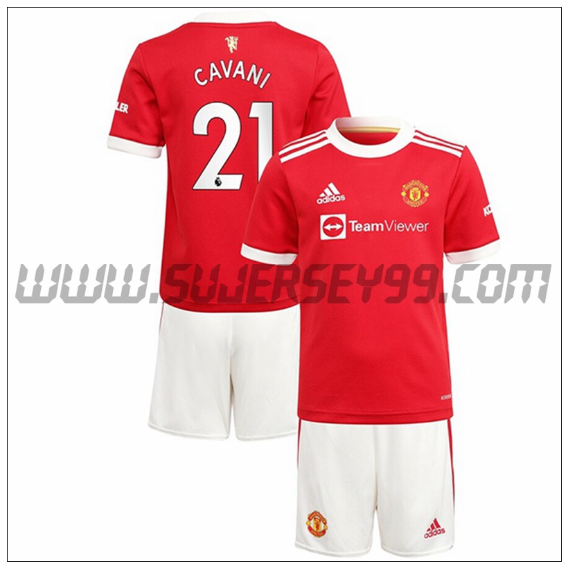 Primera Equipacion del Manchester United Cavani 21 Ninos 2021 2022