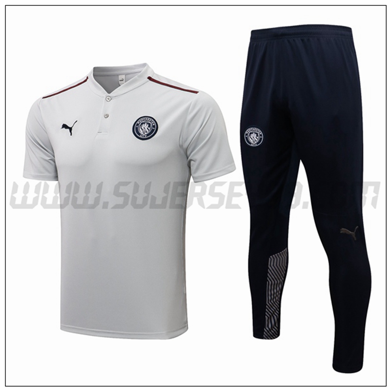 Polo Futbol Manchester City + Pantalones Gris Negro 2021 2022