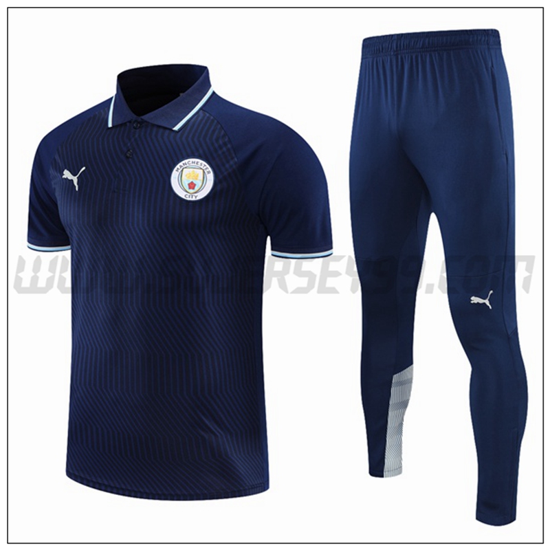 Polo Futbol Manchester City + Pantalones Azul Marino 2021 2022