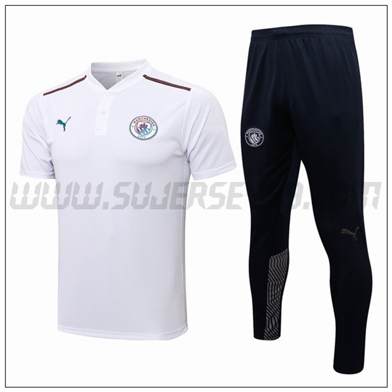 Polo Futbol Manchester City + Pantalones Blanco 2021 2022