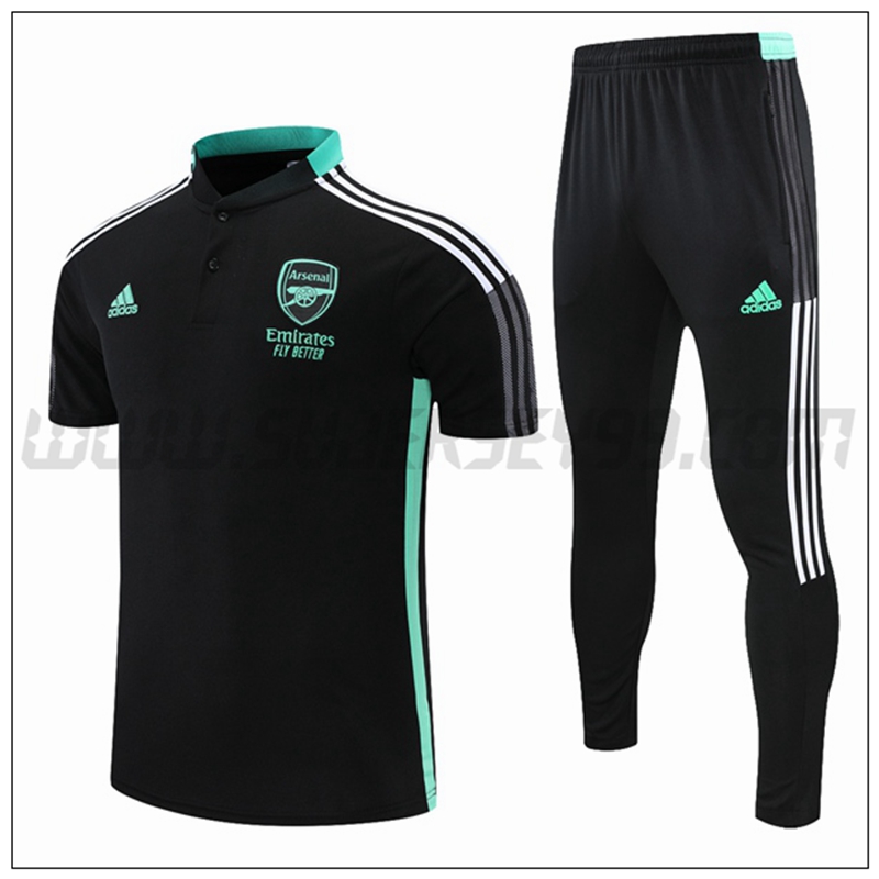 Polo Futbol FC Arsenal + Pantalones Negro Verde 2021 2022