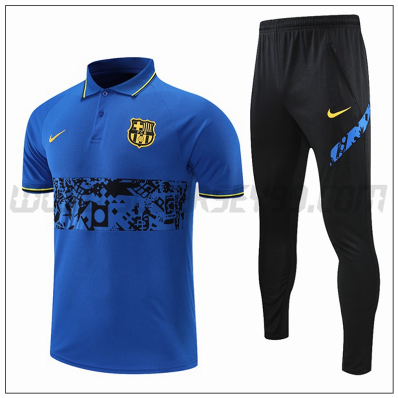 Polo Futbol FC Barcelona + Pantalones Negro Azul 2021 2022 -01