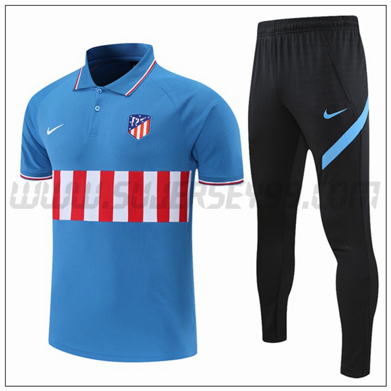 Polo Futbol Atletico Madrid + Pantalones Azul Rojo Blanco 2021 2022