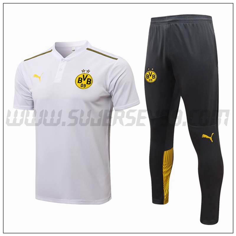 Polo Futbol Dortmund BVB + Pantalones Blanco Gris 2021 2022