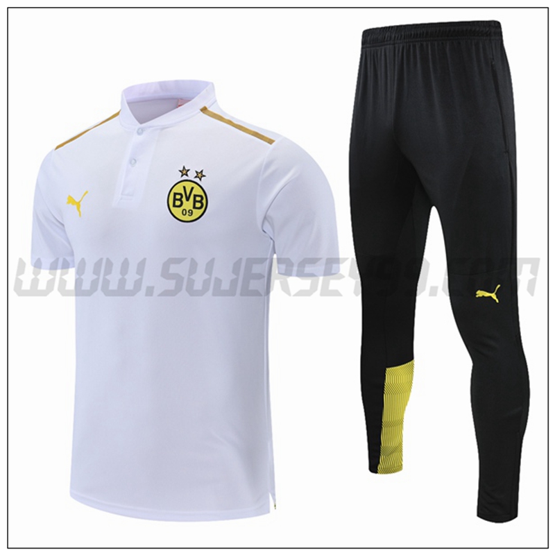 Polo Futbol Dortmund BVB + Pantalones Blanco Amarillo 2021 2022