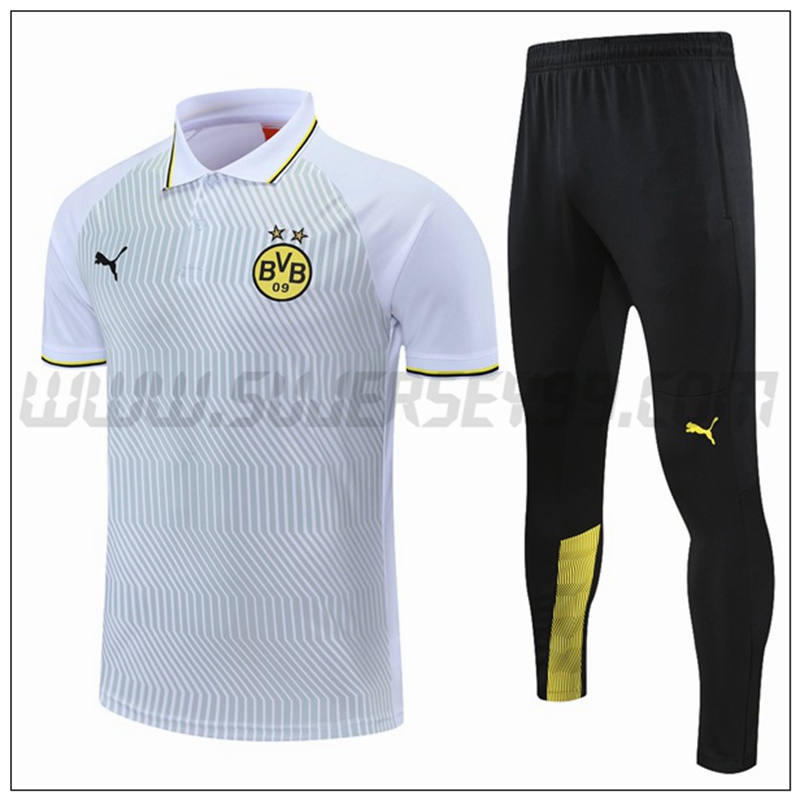 Polo Futbol Dortmund BVB + Pantalones Blanco GrisAmarillo 2021 2022