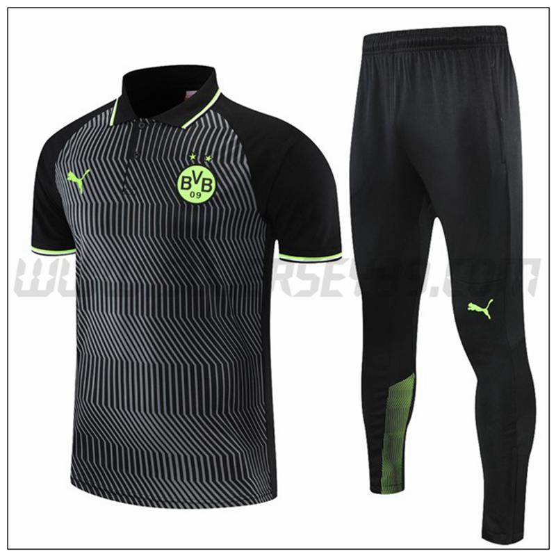 Polo Futbol Dortmund BVB + Pantalones Gris Negro 2021 2022