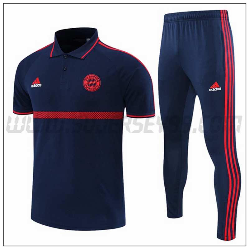 Polo Futbol Bayern Munich + Pantalones Azul Marino Rojo 2021 2022