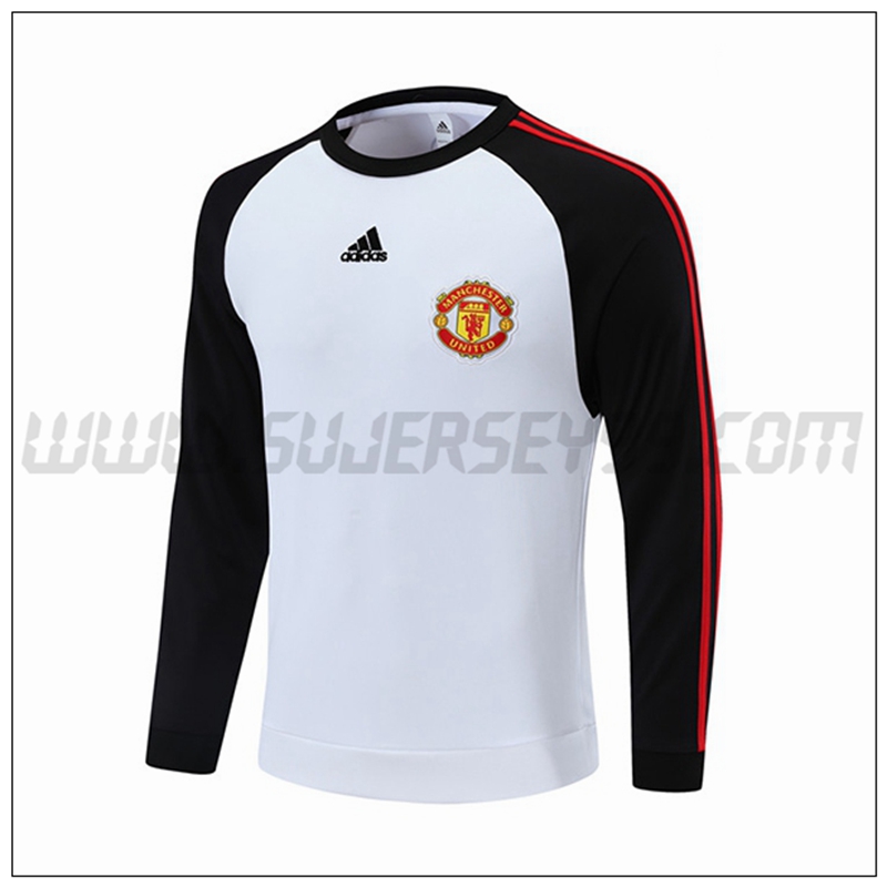 Sudadera Entrenamiento Manchester United Blanco Negro 2021 2022