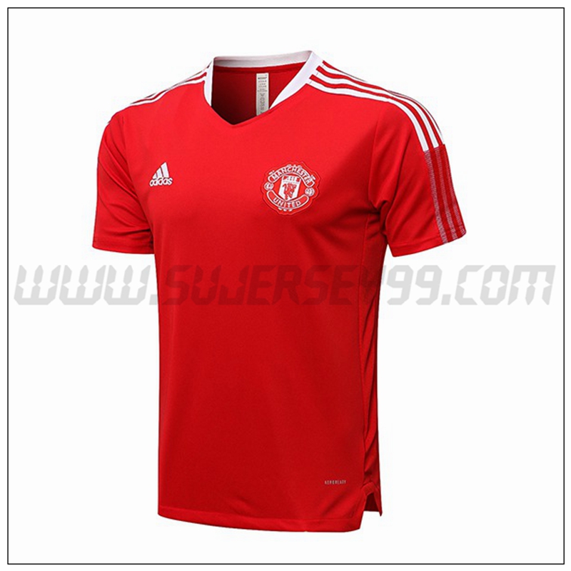 Polo Futbol Manchester United Rojo Blanco 2021 2022 -02