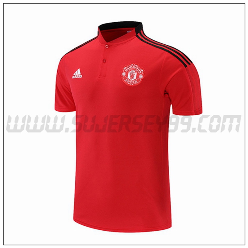 Polo Futbol Manchester United Negro Rojo 2021 2022