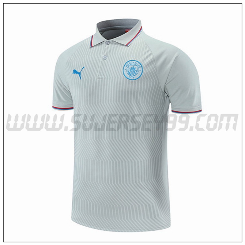 Polo Futbol Manchester City Rojo Gris 2021 2022