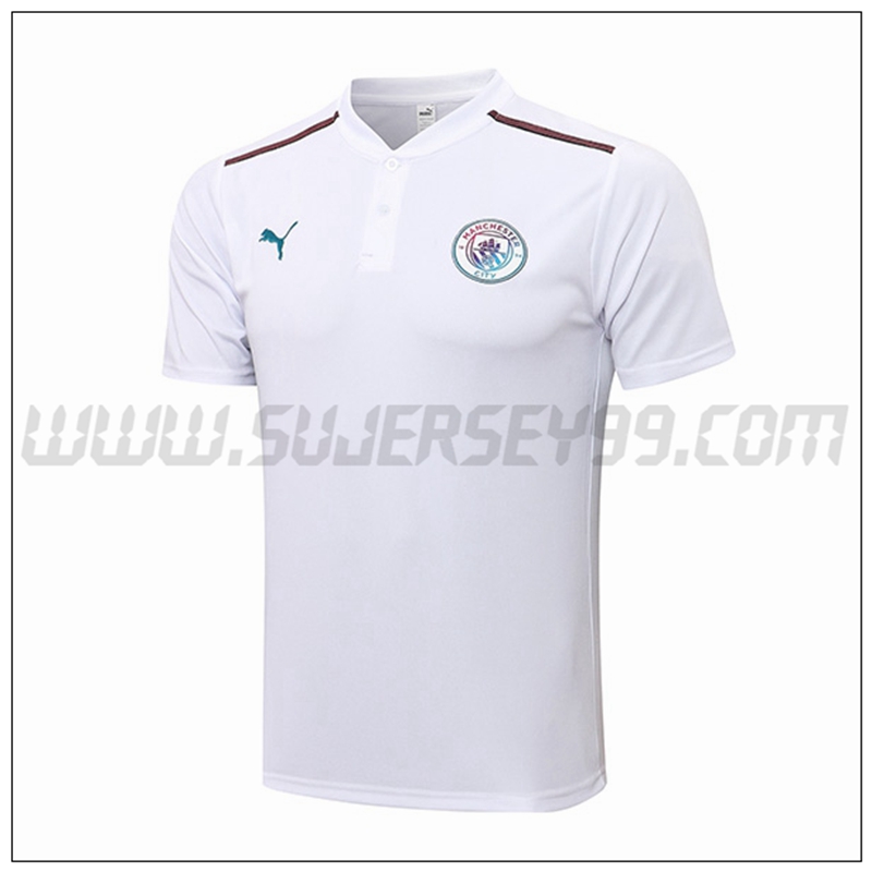 Polo Futbol Manchester City Blanco 2021 2022