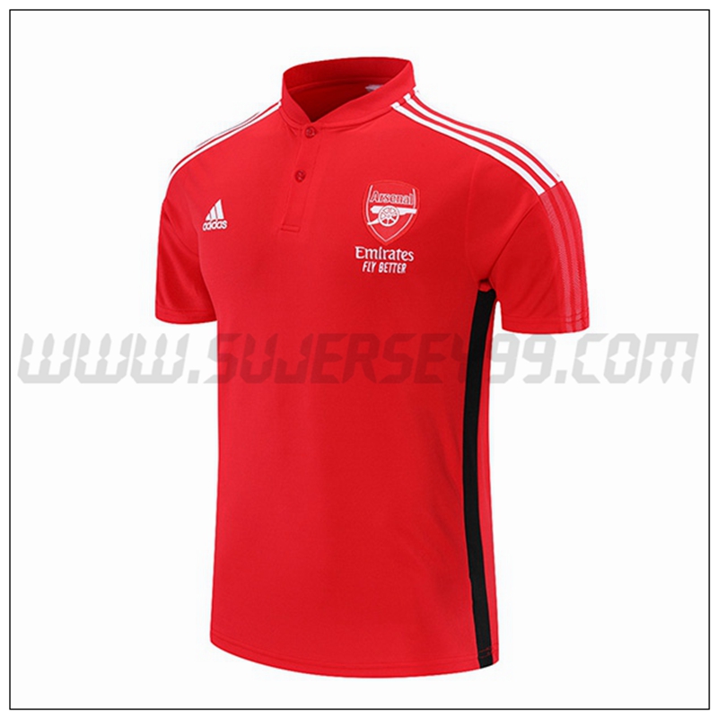 Polo Futbol FC Arsenal Negro Blanco Rojo 2021 2022