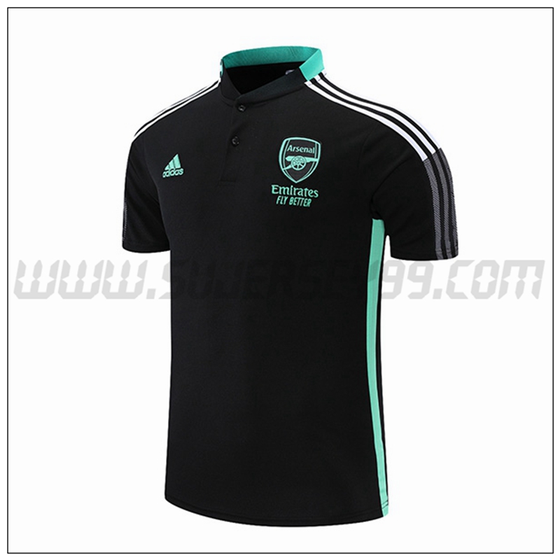 Polo Futbol FC Arsenal Negro Verde 2021 2022