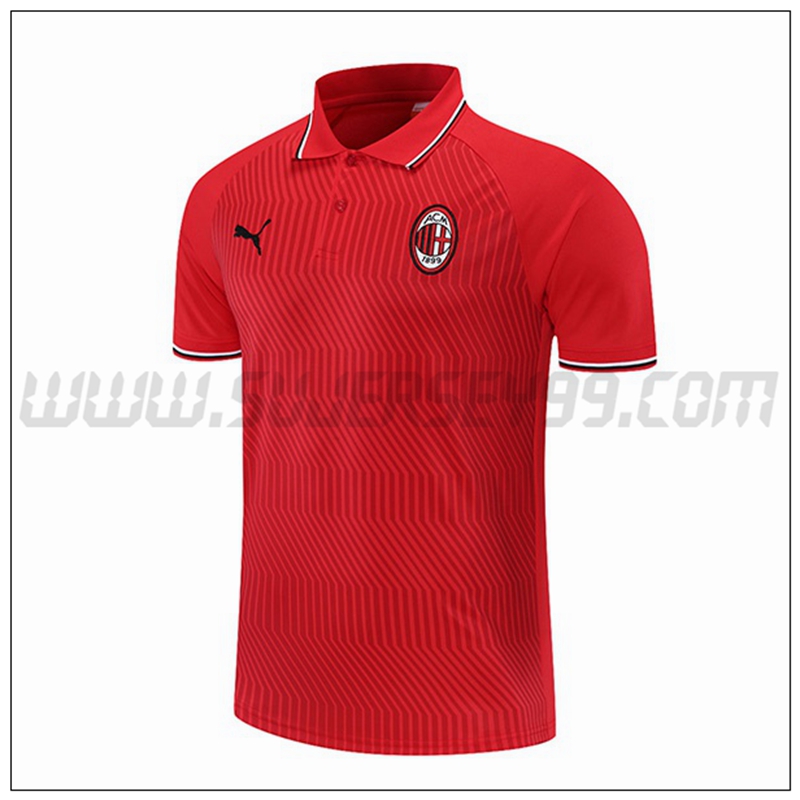 Polo Futbol AC Milan Rojo 2021 2022 -01