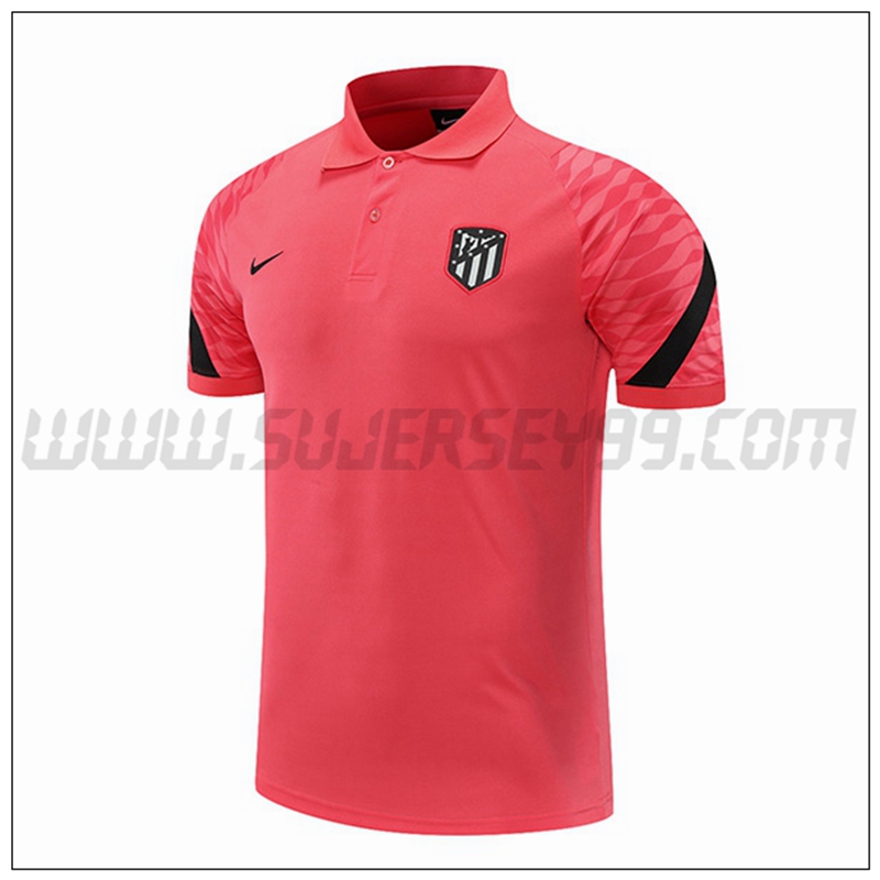 Polo Futbol Atletico Madrid Negro Rojo 2021 2022