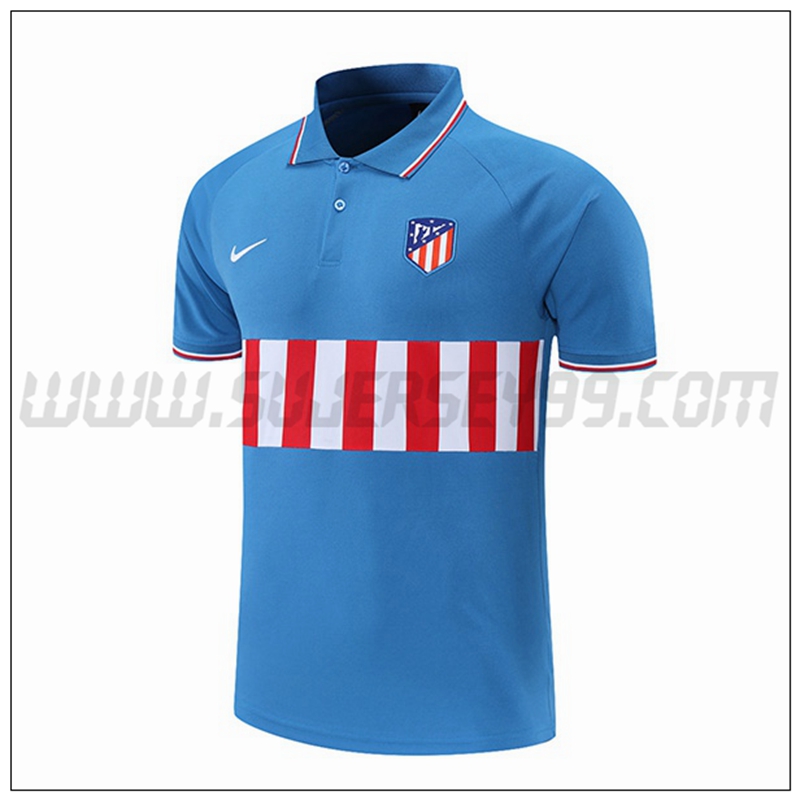 Polo Futbol Atletico Madrid Azul Rojo Blanco 2021 2022