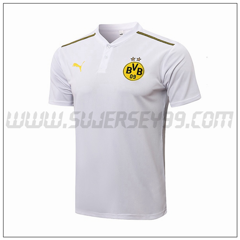 Polo Futbol Dortmund BVB Blanco Gris 2021 2022