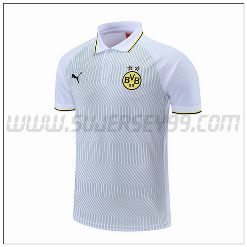 Polo Futbol Dortmund BVB Blanco GrisAmarillo 2021 2022