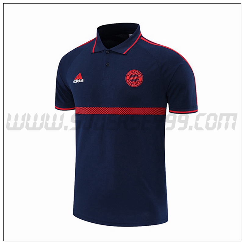 Polo Futbol Bayern Munich Azul Marino Rojo 2021 2022