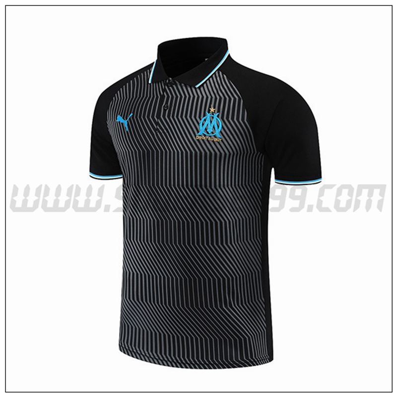 Polo Futbol Marsella OM Gris Negro 2021 2022