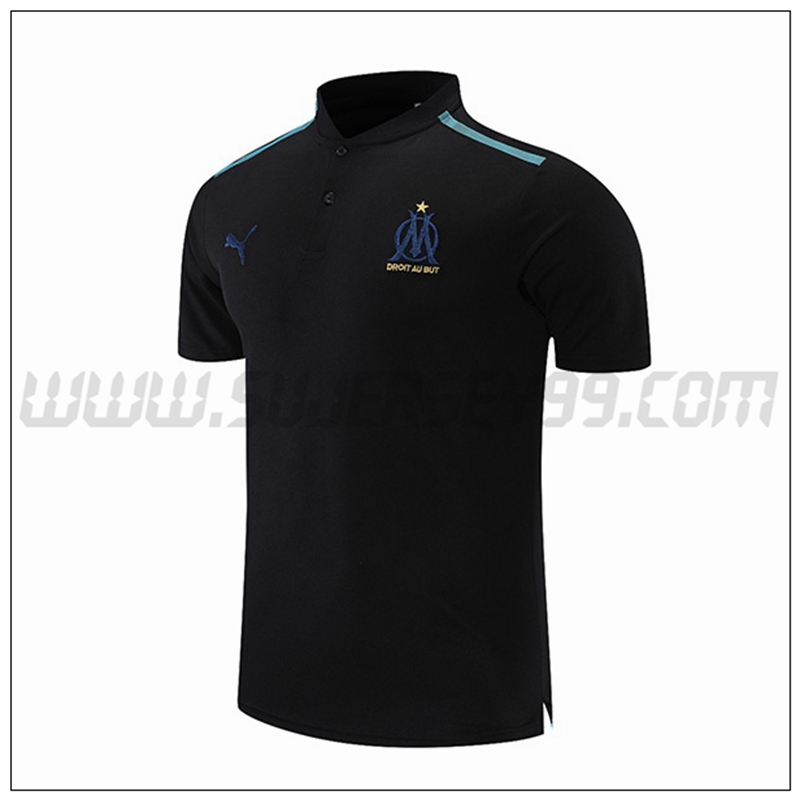 Polo Futbol Marsella OM Negro Azul 2021 2022