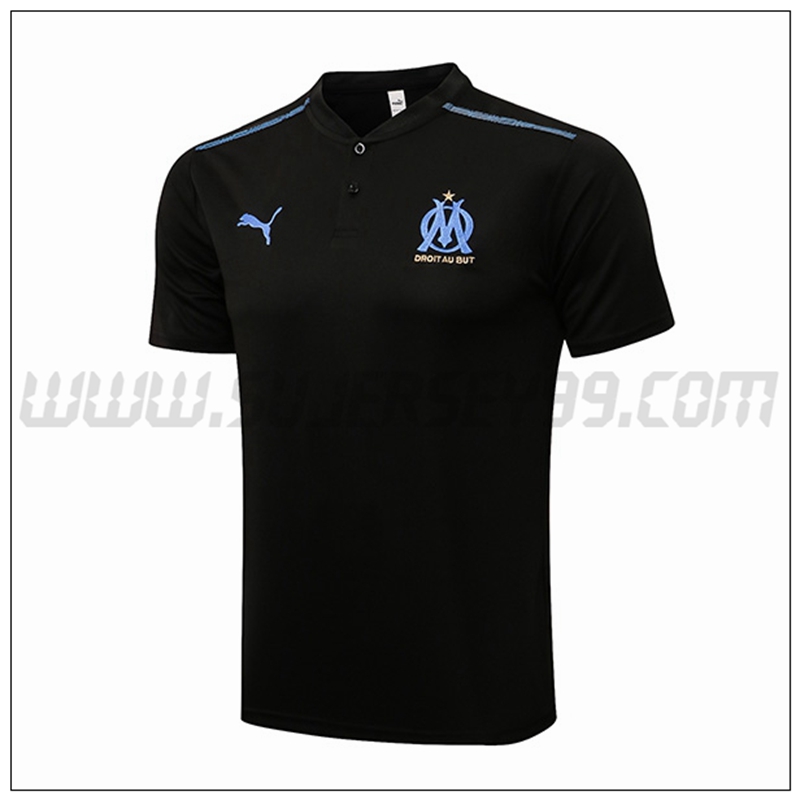 Polo Futbol Marsella OM Negro Azul 2021 2022 -01