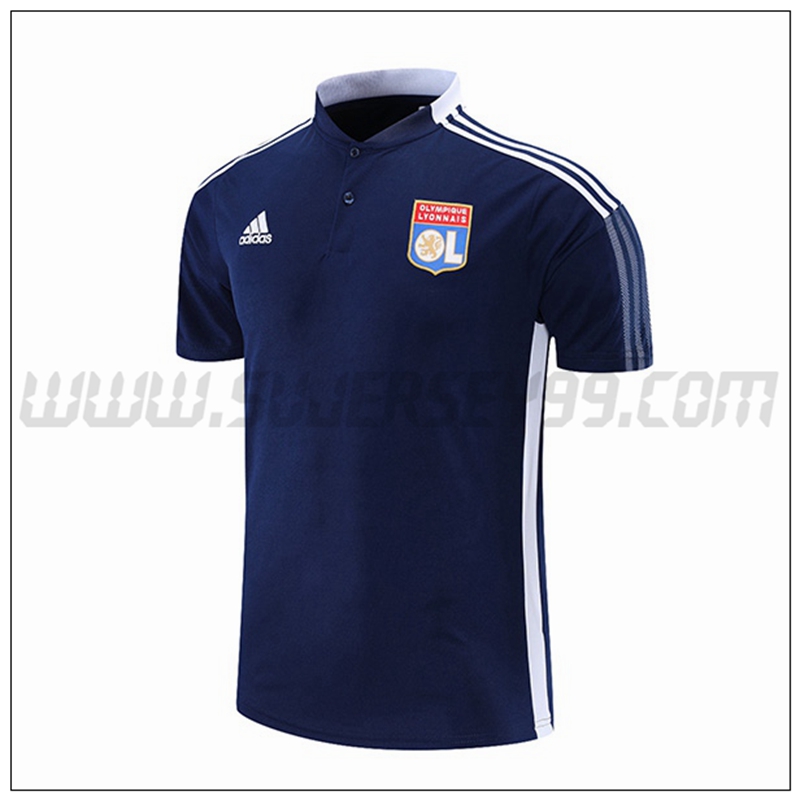 Polo Futbol Lyon OL Azul Marino Blanco 2021 2022