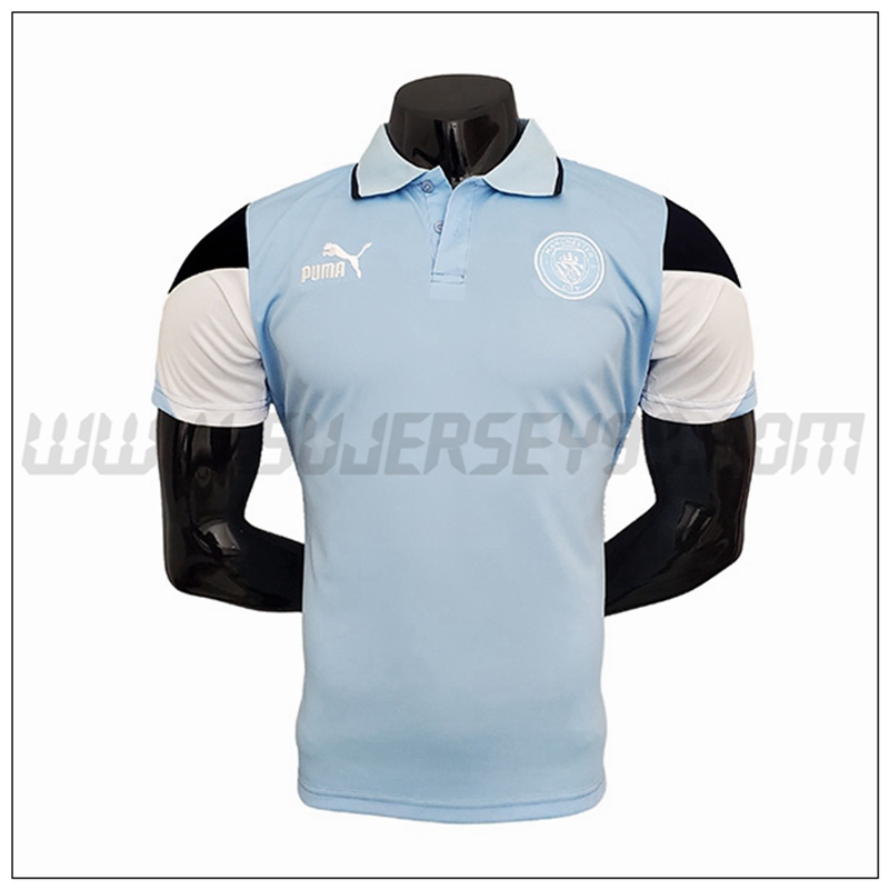 Polo Futbol Manchester City Azul Negro Blanco 2021 2022