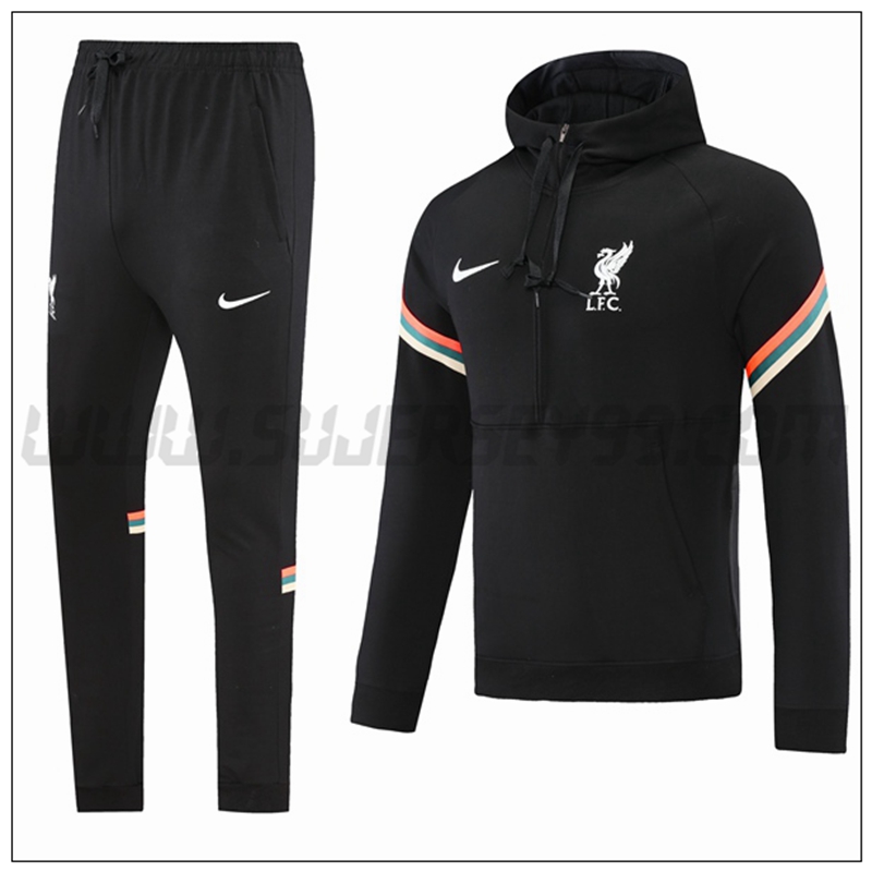 Chaqueta con Capucha Chandal del FC Liverpool Blanco Negro 2021 2022