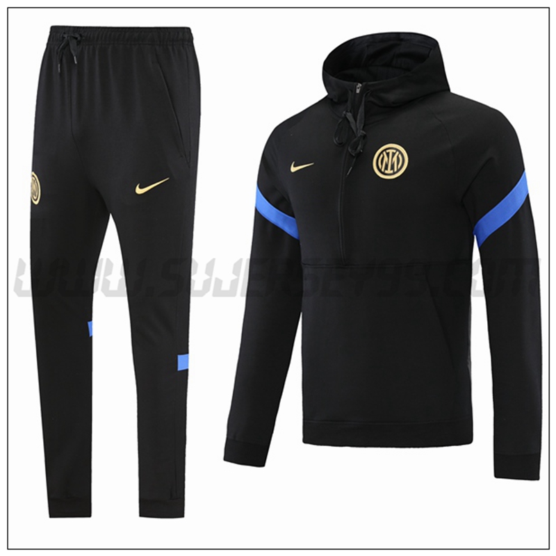 Chaqueta con Capucha Chandal del Inter Milan Negro Azul 2021 2022