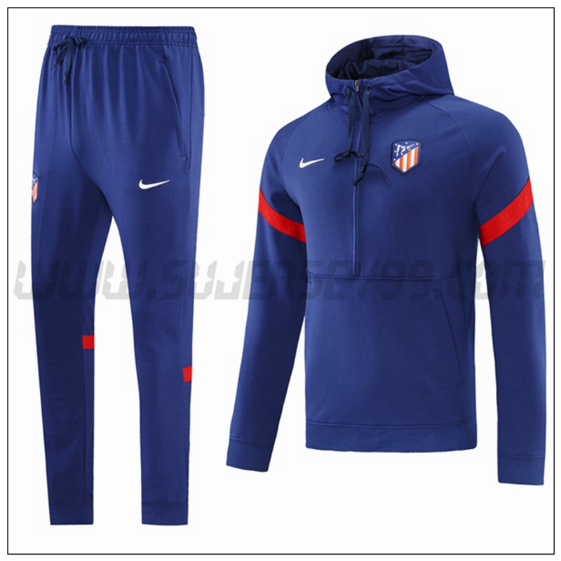 Chaqueta con Capucha Chandal del Atletico Madrid Azul Rojo 2021 2022