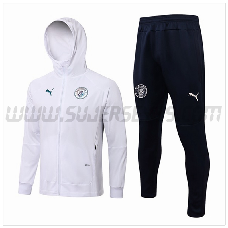 Chaqueta con Capucha Chandal del Manchester United Blanco 2021 2022