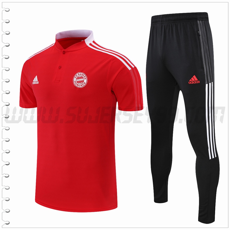 Polo Futbol Bayern Munich + Pantalones Blanco Rojo 2021 2022