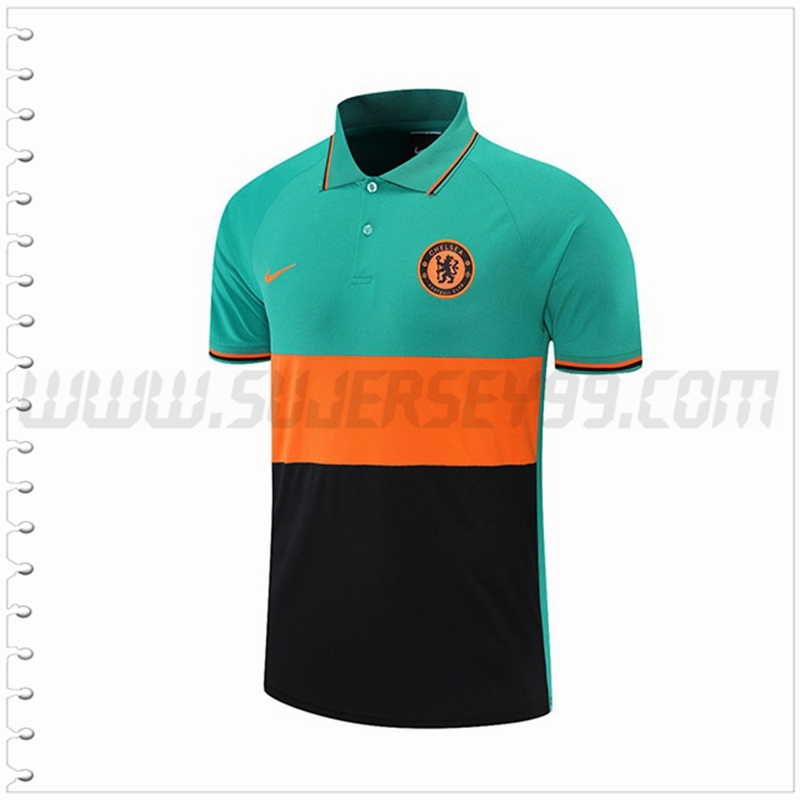 Polo Futbol FC Chelsea Negro Verde Naranja 2021 2022