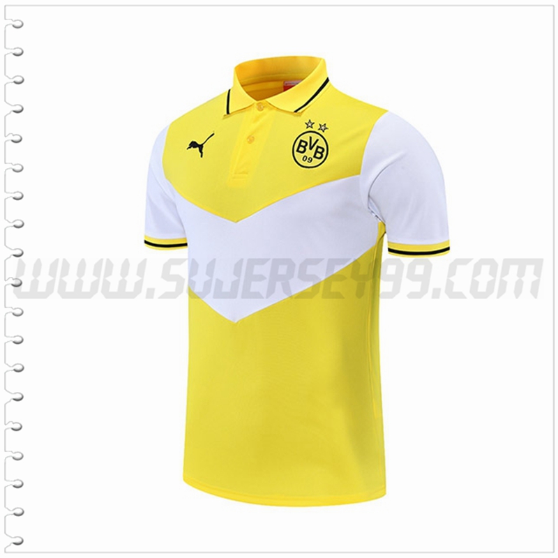 Polo Futbol Dortmund BVB Blanco Amarillo 2021 2022