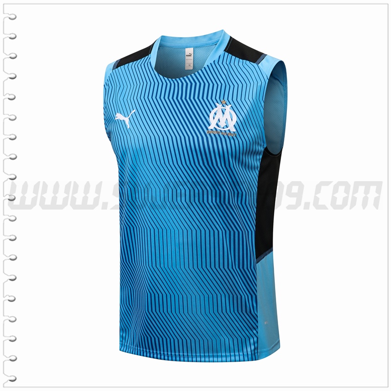 Camiseta Entrenamiento Sin Mangas Marsella OM Negro Azul 2021 2022