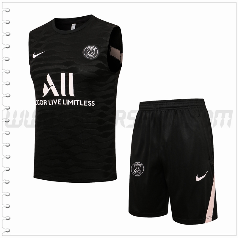 Camiseta Entrenamiento Sin Mangas Jordan PSG + Pantalones Cortos Negro 2021 2022