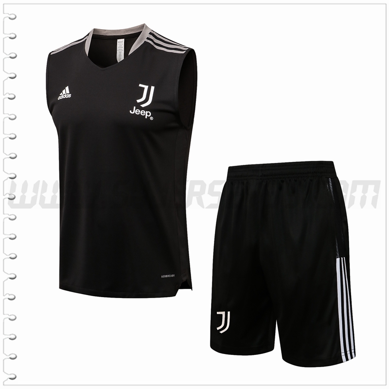 Camiseta Entrenamiento Sin Mangas Juventus + Pantalones Cortos Negro 2021 2022