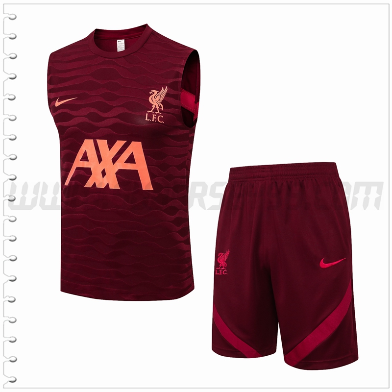 Camiseta Entrenamiento Sin Mangas FC Liverpool + Pantalones Cortos Rojo 2021 2022