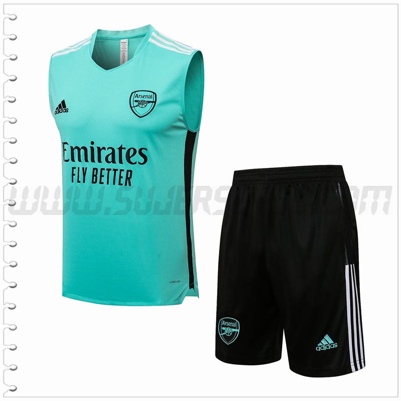 Camiseta Entrenamiento Sin Mangas FC Arsenal + Pantalones Cortos Negro Blanco 2021 2022