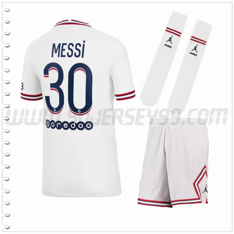 Equipacion del Jordan PSG Messi 30 Ninos Cuarto 2021 2022