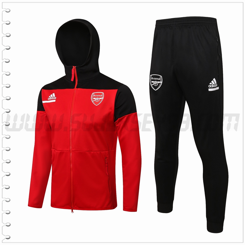 Chaqueta con Capucha Chandal del FC Arsenal Negro Rojo 2021 2022