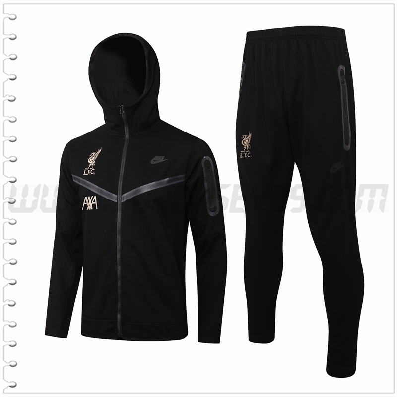 Chaqueta con Capucha Chandal del FC Liverpool Negro 2021 2022