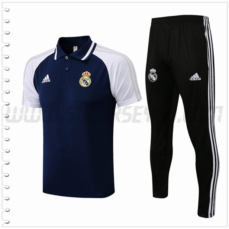 Polo Futbol Real Madrid + Pantalones Azul Marino 2022 2023