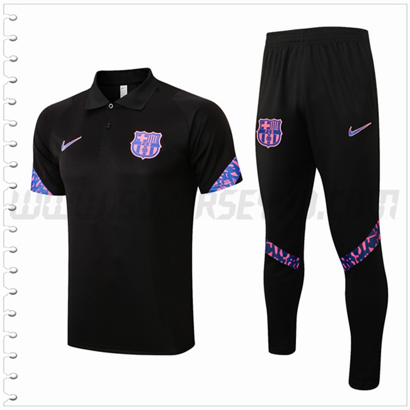 Polo Futbol FC Barcelona + Pantalones Negro 2022 2023